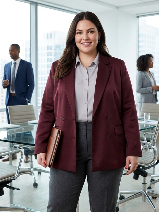 a new day Jackets & Blazers - a new day Women's Burgundy Double-Breasted Blazer